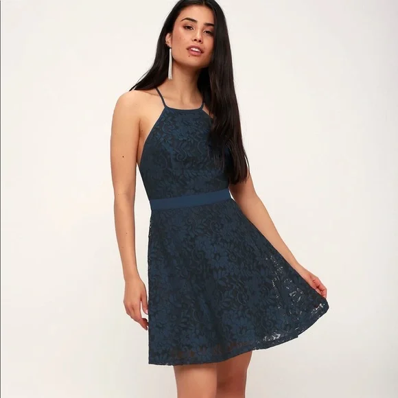knee length dresses for ladies Goddiva Off The Shoulder Lace Skater Dress main image 0